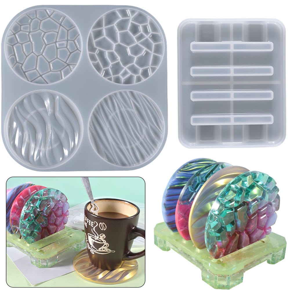 2 pieces Wave Coaster Tray Silicone Molds for Resin