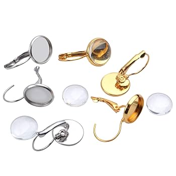 Stainless Steel French Lever Cabochon Blank Base ( 16 mm, 18 mm, 20 mm ) Pair - Image 2