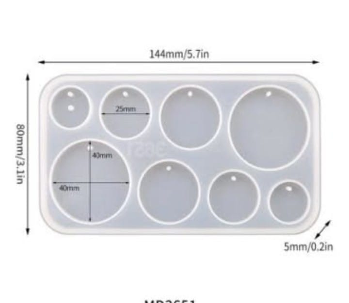 8  In1 Circle Keychain pendant Silicone Mold  For Resin Work