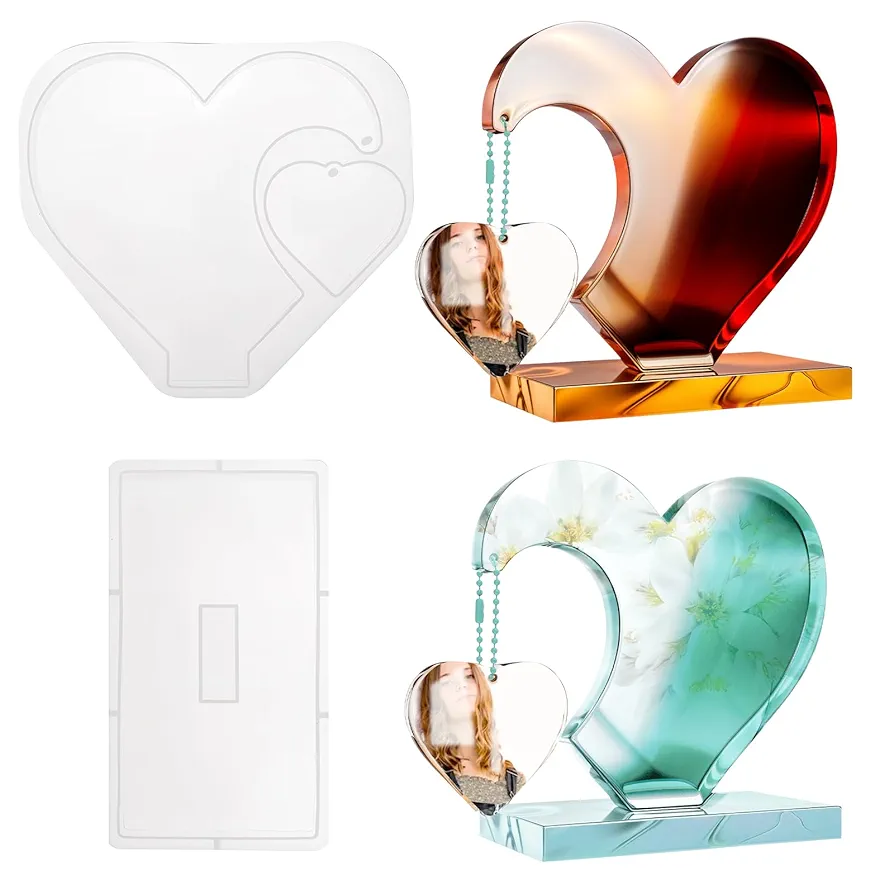 2 in 1  Heart Shape Picture Frame Silicone Resin  Mould