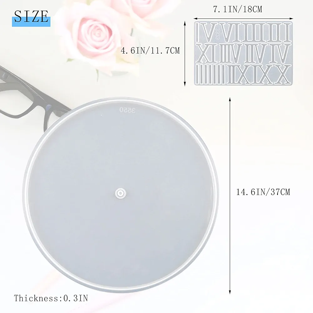 14 Inch Round Clock Resin Mold With Roman Numerals Casting Wall Clocks Home Decoration - Image 2