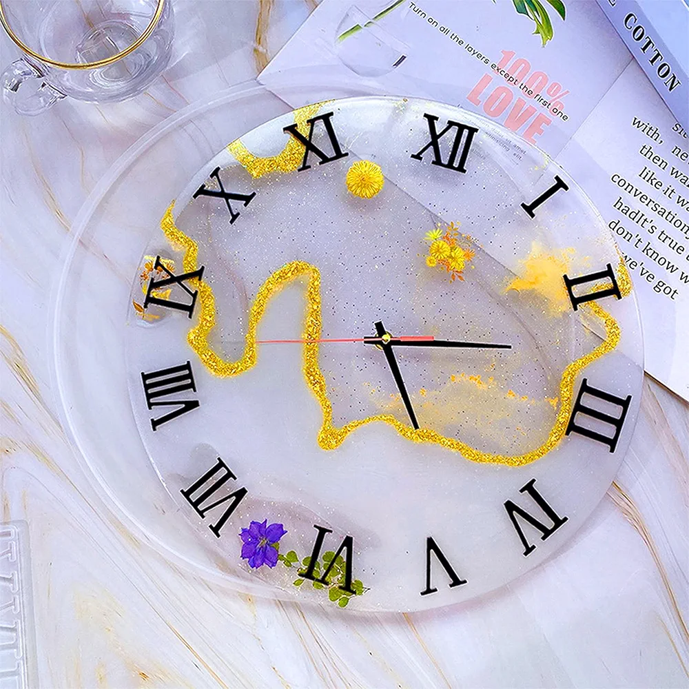 14 Inch Round Clock Resin Mold With Roman Numerals Casting Wall Clocks Home Decoration - Image 4