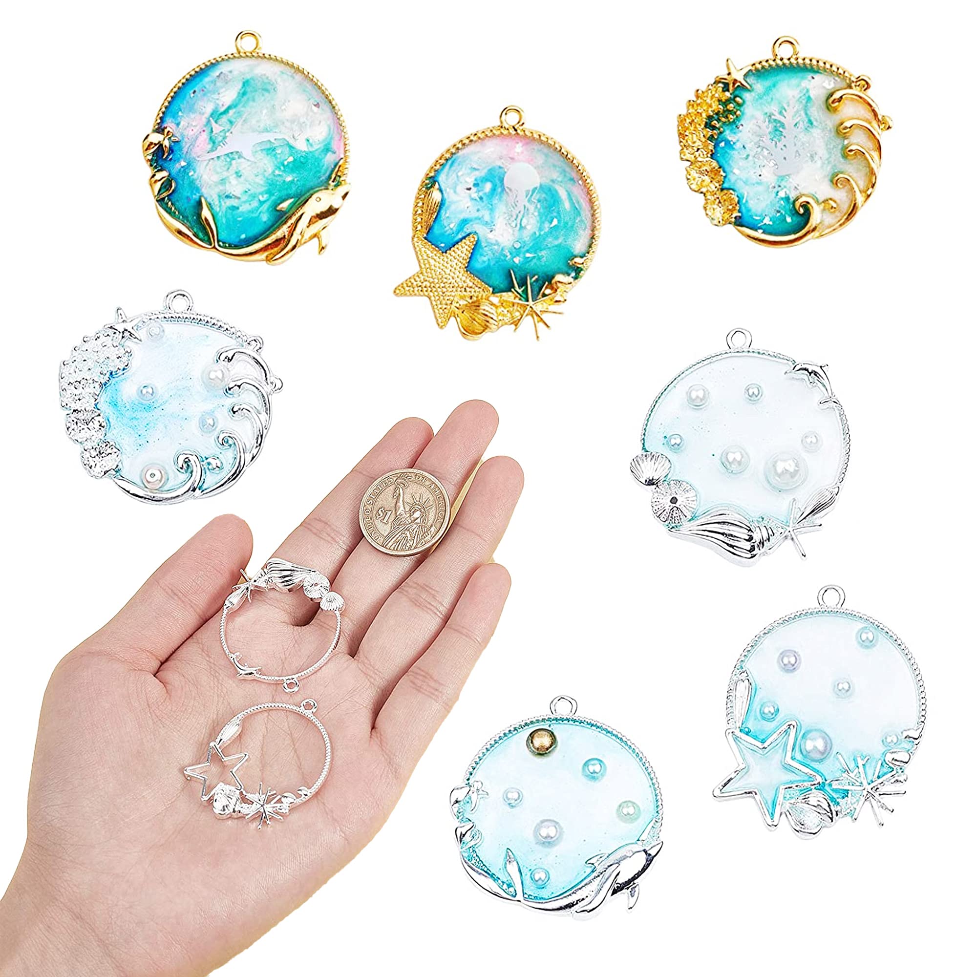 Marine Theme Open Bezel Frame Pendant 5 Style - Image 2