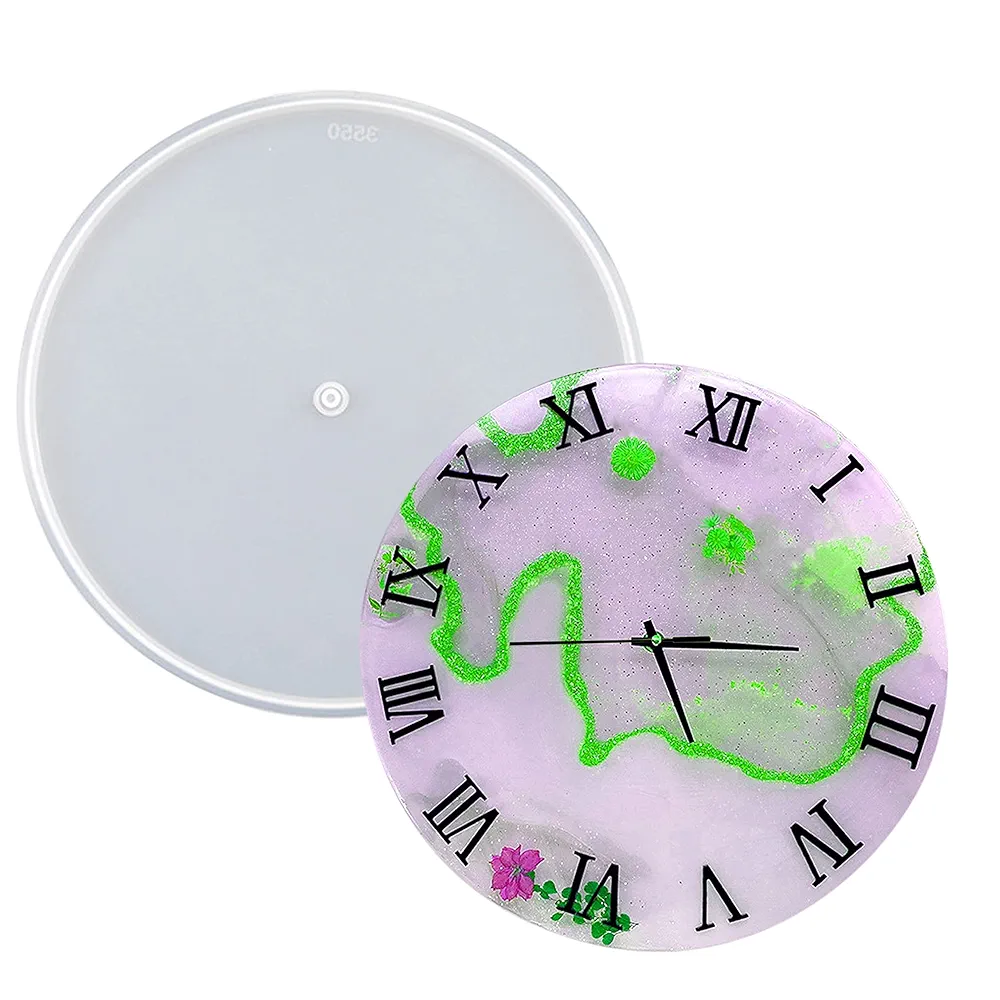 14 Inch Round Clock Resin Mold With Roman Numerals Casting Wall Clocks Home Decoration