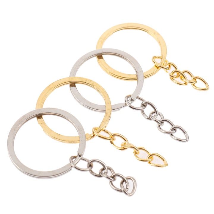 12 Pcs Flat Base Key Rings with Jump Rings (Golden / Silver 28 mm)