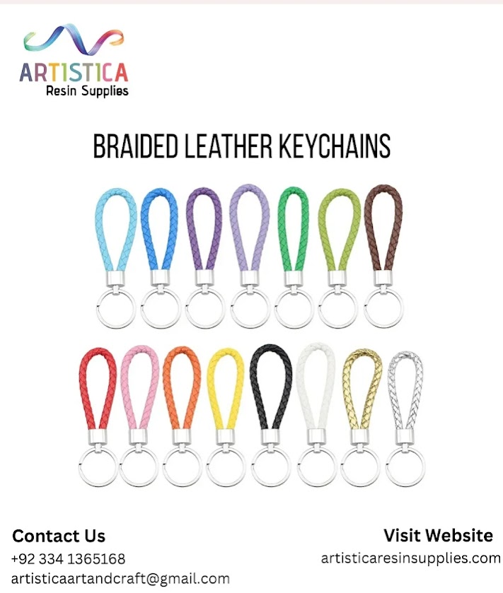 Colorful Leather Braided Keyring, ,DIY Car Key Chain Accessories 1pc - Image 2