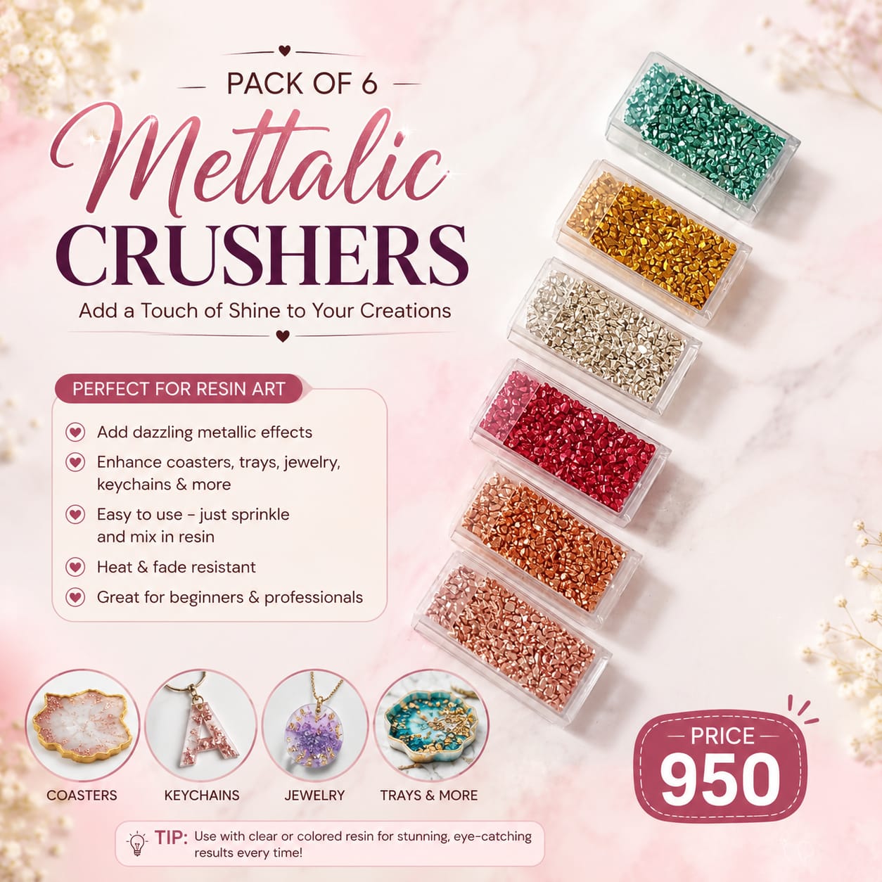 Irregular crushed Broken Glass crystals 3D Nail Art Resin art, Shell Glitter Stone Decoration