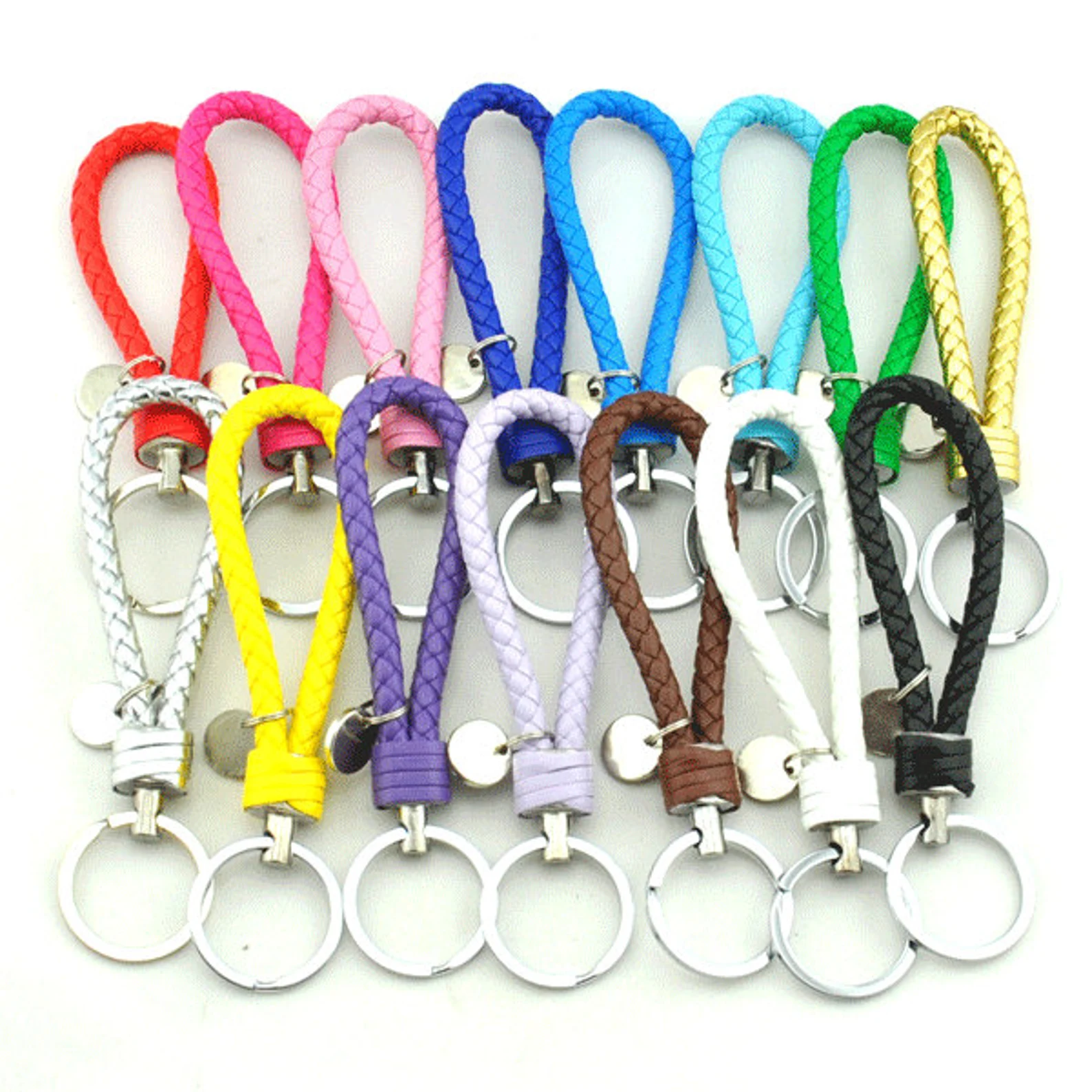 Colorful Leather Braided Keyring, ,DIY Car Key Chain Accessories 1pc