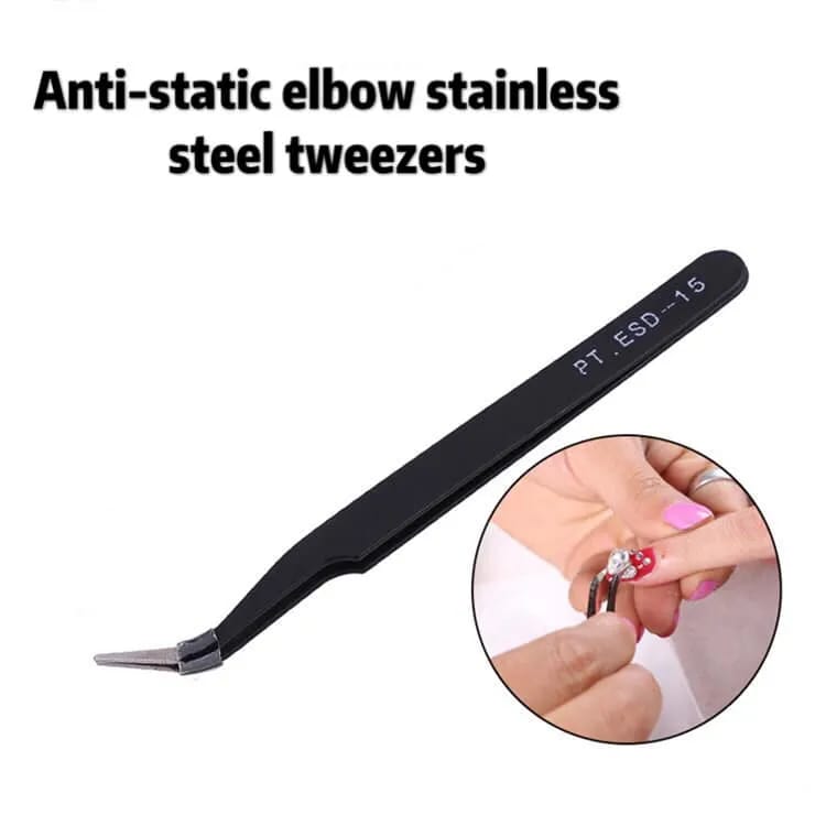 anti-static tweezers elbow stainless steel tweezers angled precision tweezers stainless steel tweezers resin art tweezers precision craft tweezers jewelry making tweezers DIY craft tweezers fine tip tweezers ESD tweezers