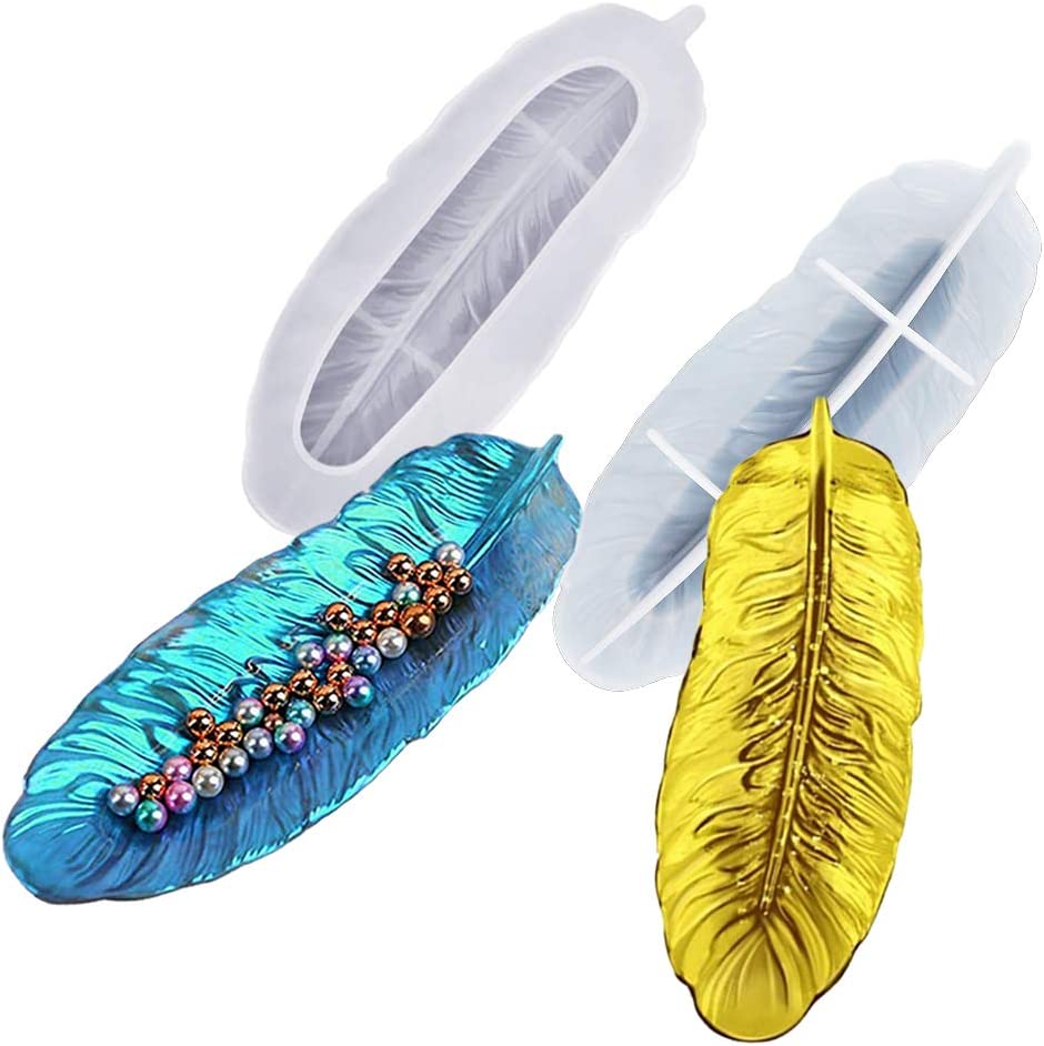 feather trinket mold feather silicone mold resin feather tray mold epoxy resin trinket mold feather jewelry tray mold resin decorative tray silicone resin tray mold DIY resin crafts feather resin art trinket dish mold